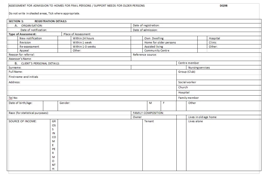 ASSESSMENT FOR ADMISSION