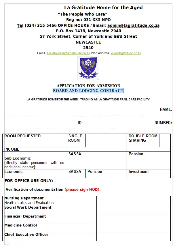 Boarding and Lodging Contract